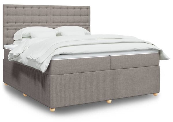 VidaXL Κρεβάτι Boxspring με Στρώμα Taupe 200x200 εκ. Υφασμάτινο