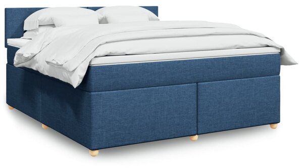 VidaXL Κρεβάτι Boxspring με Στρώμα Μπλε 180x200 εκ. Υφασμάτινο