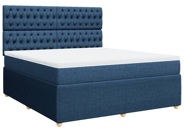 VidaXL Κρεβάτι Boxspring με Στρώμα Μπλε 180x200 εκ. Υφασμάτινο