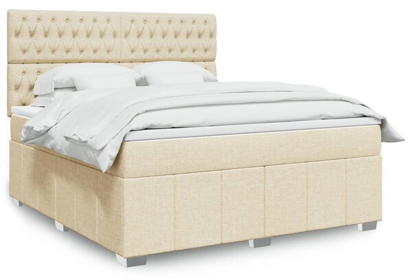 VidaXL Κρεβάτι Boxspring με Στρώμα Κρεμ 180x200 εκ. Υφασμάτινο