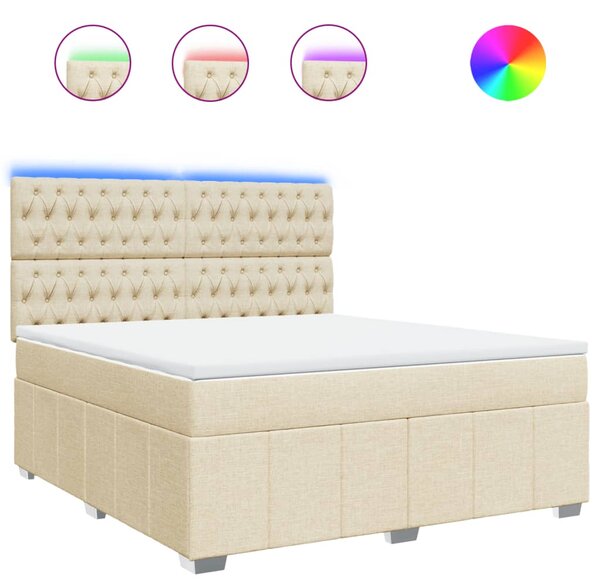 VidaXL Κρεβάτι Boxspring με Στρώμα Κρεμ 180x200 εκ. Υφασμάτινο