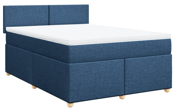 VidaXL Κρεβάτι Boxspring με Στρώμα Μπλε 140x190 εκ. Υφασμάτινο