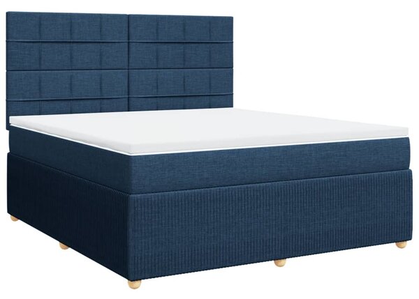 VidaXL Κρεβάτι Boxspring με Στρώμα Μπλε 180x200 εκ. Υφασμάτινο