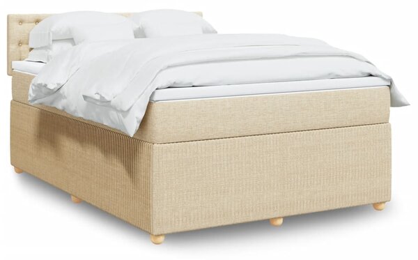 VidaXL Κρεβάτι Boxspring με Στρώμα Κρεμ 140x200 εκ. Υφασμάτινο