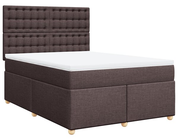 VidaXL Κρεβάτι Boxspring με Στρώμα Σκούρο Καφέ 140x200 εκ Υφασμάτινο