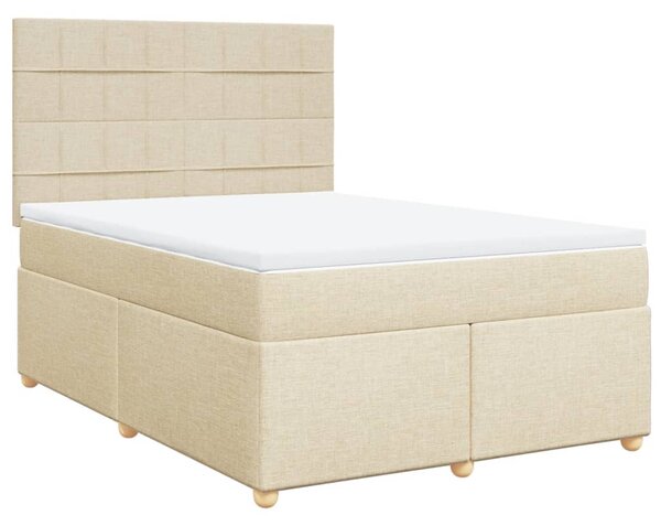 VidaXL Κρεβάτι Boxspring με Στρώμα Κρεμ 140x200 εκ. Υφασμάτινο