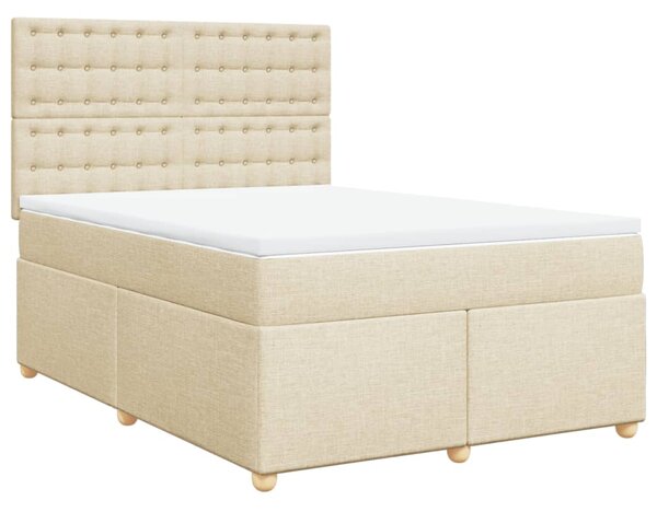 VidaXL Κρεβάτι Boxspring με Στρώμα Κρεμ 140x200 εκ. Υφασμάτινο