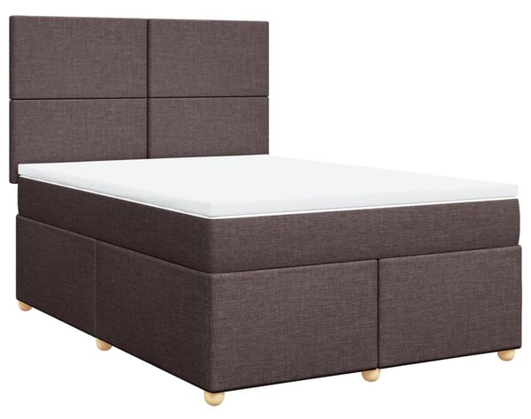 VidaXL Κρεβάτι Boxspring με Στρώμα Σκούρο Καφέ 140x200 εκ Υφασμάτινο