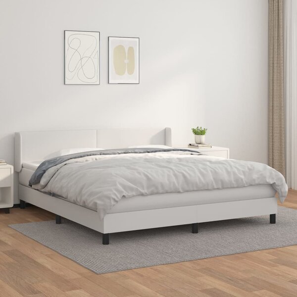 VidaXL Κρεβάτι Boxspring με Στρώμα Λευκό 180x200 εκ. Συνθετικό Δέρμα