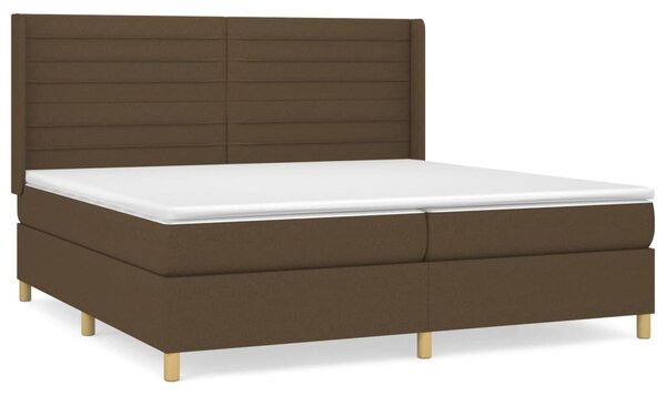 VidaXL Κρεβάτι Boxspring με Στρώμα Σκούρο Καφέ 200x200 εκ. Υφασμάτινο