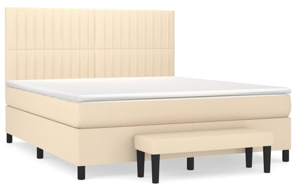 VidaXL Κρεβάτι Boxspring με Στρώμα Κρεμ 160x200 εκ. Υφασμάτινο