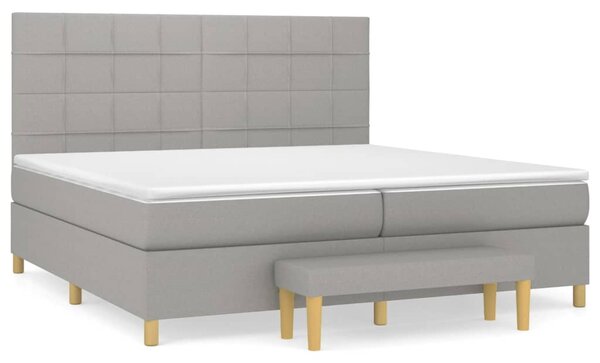 VidaXL Κρεβάτι Boxspring με Στρώμα Ανοιχτό Γκρι 200x200 εκ. Υφασμάτινο