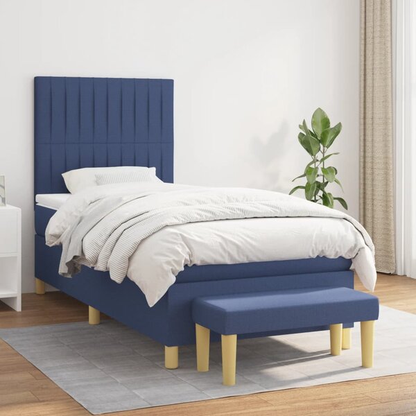 VidaXL Κρεβάτι Boxspring με Στρώμα Μπλε 80x200 εκ. Υφασμάτινο