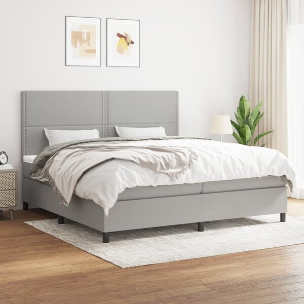 VidaXL Κρεβάτι Boxspring με Στρώμα Ανοιχτό Γκρι 200x200 εκ. Υφασμάτινο