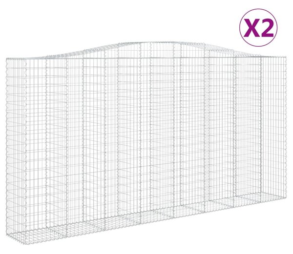 VidaXL Συρματοκιβώτια Τοξωτά 2 τεμ. 400x50x200/220 εκ. Γαλβαν. Ατσάλι