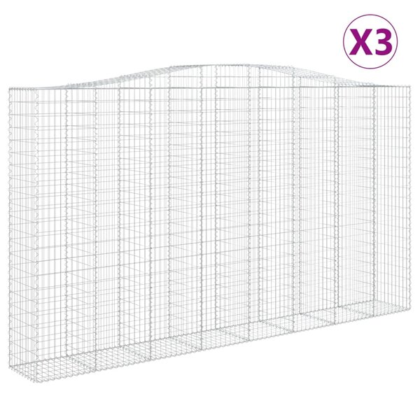 VidaXL Συρματοκιβώτια Τοξωτά 3 τεμ. 400x50x220/240 εκ. Γαλβαν. Ατσάλι