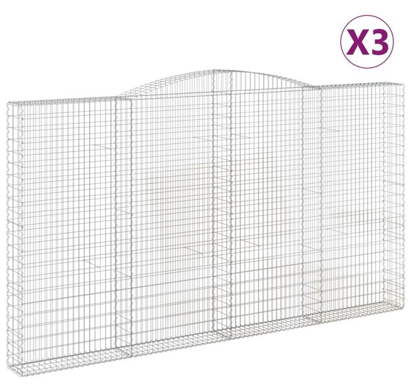 VidaXL Συρματοκιβώτια Τοξωτά 3 τεμ. 400x30x220/240 εκ. Γαλβαν. Ατσάλι