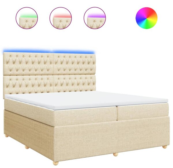 VidaXL Κρεβάτι Boxspring με Στρώμα Κρεμ 200x200 εκ. Υφασμάτινο