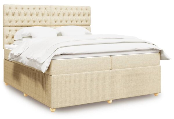 VidaXL Κρεβάτι Boxspring με Στρώμα Κρεμ 200x200 εκ. Υφασμάτινο