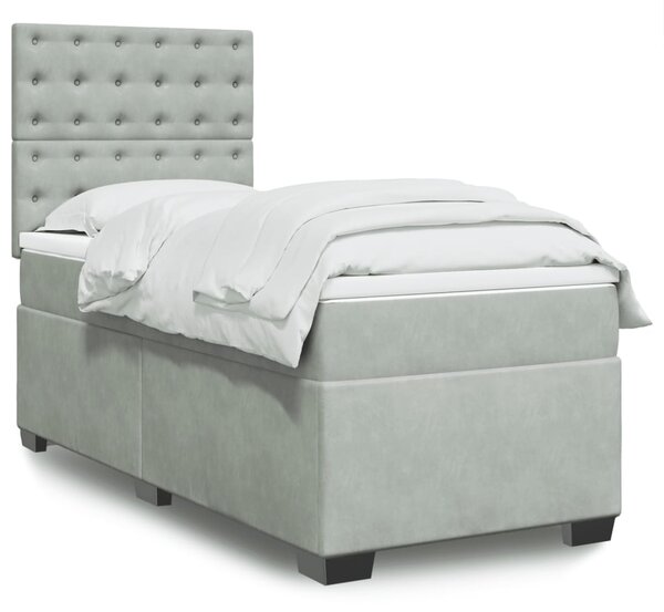 VidaXL Κρεβάτι Boxspring με Στρώμα Ανοιχτό Γκρι 80x200 εκ. Βελούδινο