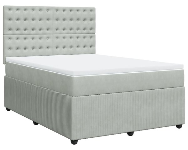 VidaXL Κρεβάτι Boxspring με Στρώμα Ανοιχτό Γκρι 140x190 εκ. Βελούδινο