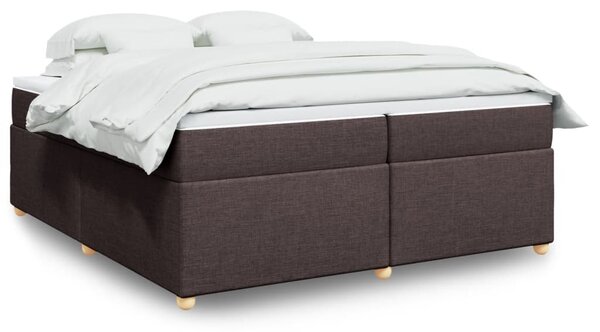 VidaXL Κρεβάτι Boxspring με Στρώμα Σκούρο Καφέ 200x200 εκ. Υφασμάτινο