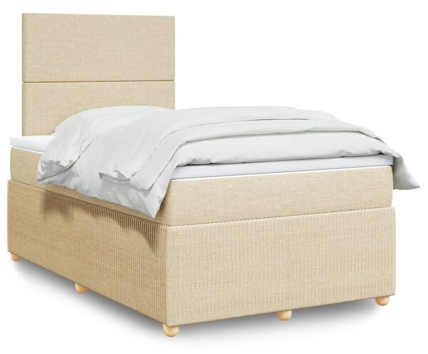 VidaXL Κρεβάτι Boxspring με Στρώμα Κρεμ 120x200 εκ. Υφασμάτινο