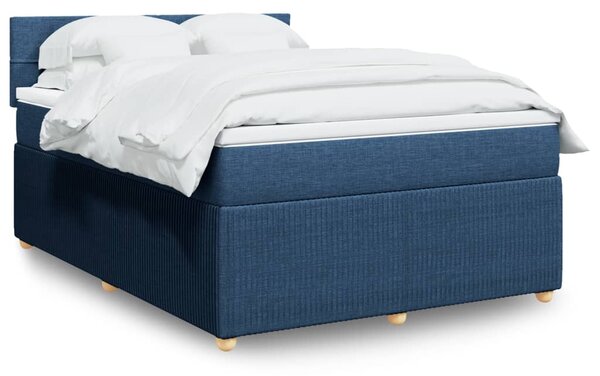 VidaXL Κρεβάτι Boxspring με Στρώμα Μπλε 140x190 εκ. Υφασμάτινο