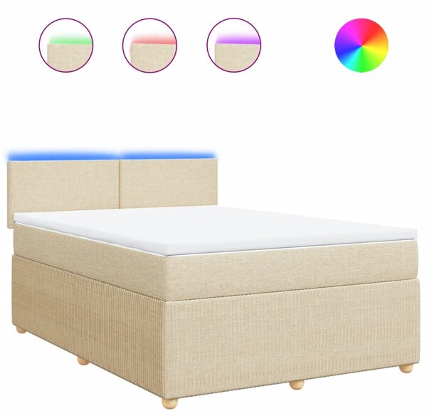 VidaXL Κρεβάτι Boxspring με Στρώμα Κρεμ 140x200 εκ. Υφασμάτινο