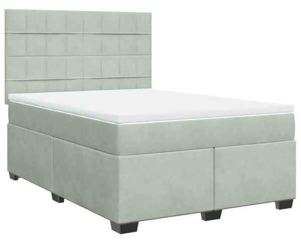 VidaXL Κρεβάτι Boxspring με Στρώμα Ανοιχτό Γκρι 160x200 εκ. Βελούδινο