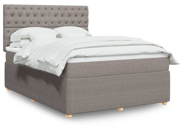 VidaXL Κρεβάτι Boxspring με Στρώμα Taupe 140x200 εκ. Υφασμάτινο