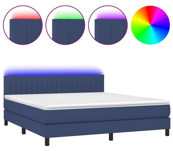 VidaXL Κρεβάτι Boxspring με Στρώμα & LED Μπλε 160x200 εκ. Υφασμάτινο