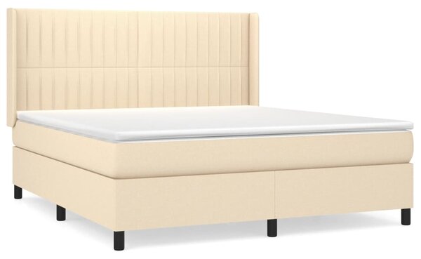 VidaXL Κρεβάτι Boxspring με Στρώμα Κρεμ 160x200 εκ. Υφασμάτινο