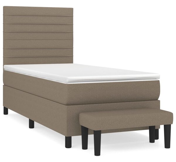 VidaXL Κρεβάτι Boxspring με Στρώμα Taupe 90x190 εκ.Υφασμάτινο