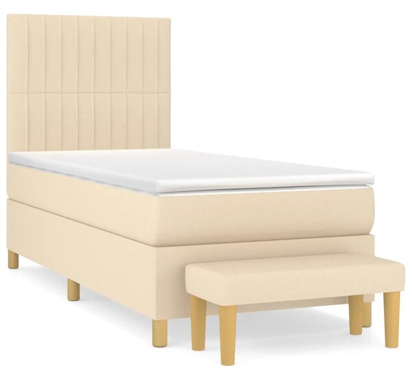 VidaXL Κρεβάτι Boxspring με Στρώμα Κρεμ 80 x 200 εκ. Υφασμάτινο