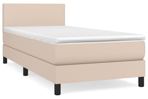 VidaXL Κρεβάτι Boxspring με Στρώμα Καπουτσίνο 80x200 εκ. Συνθ. Δέρμα