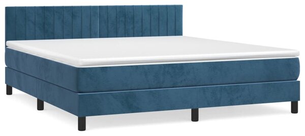 VidaXL Κρεβάτι Boxspring με Στρώμα Σκούρο Μπλε 180x200 εκ. Βελούδινο