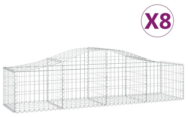 VidaXL Συρματοκιβώτια Τοξωτά 8 τεμ. 200x50x40/60 εκ. Γαλβαν. Ατσάλι