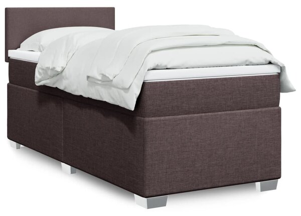 VidaXL Κρεβάτι Boxspring με Στρώμα Σκούρο Καφέ 90x200 εκ. Υφασμάτινο