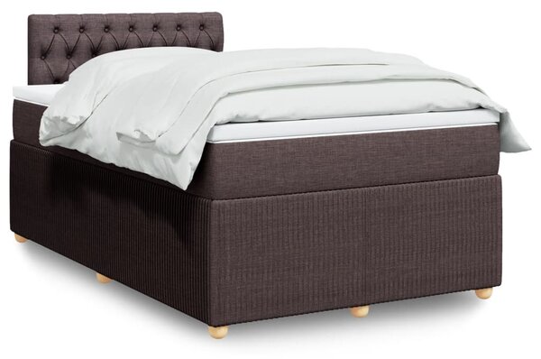 VidaXL Κρεβάτι Boxspring με Στρώμα Σκούρο Καφέ 120x200 εκ. Υφασμάτινο