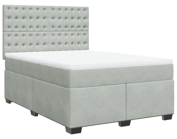 VidaXL Κρεβάτι Boxspring με Στρώμα Ανοιχτό Γκρι 140x190 εκ. Βελούδινο