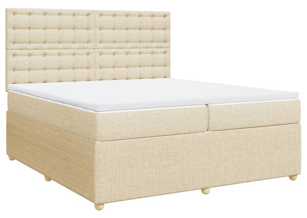 VidaXL Κρεβάτι Boxspring με Στρώμα Κρεμ 200x200 εκ. Υφασμάτινο