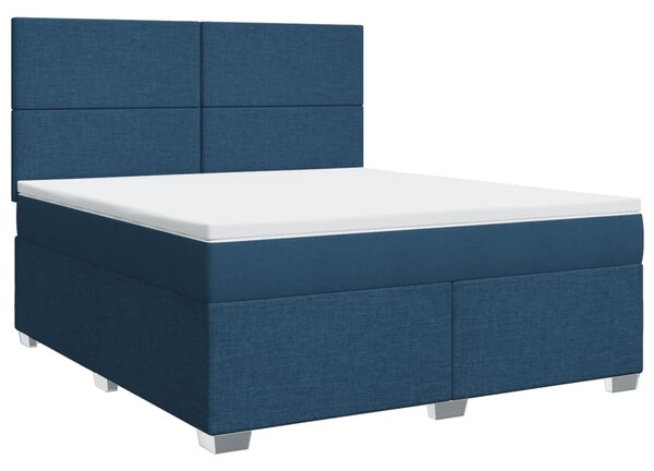 VidaXL Κρεβάτι Boxspring με Στρώμα Μπλε 180x200 εκ. Υφασμάτινο