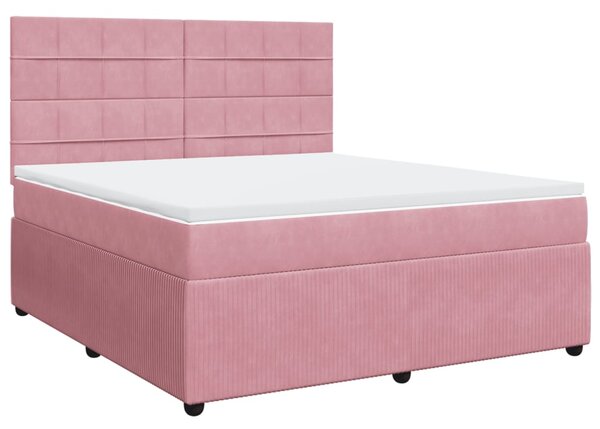 VidaXL Κρεβάτι Boxspring με Στρώμα Ροζ 180x200 εκ. Βελούδινο