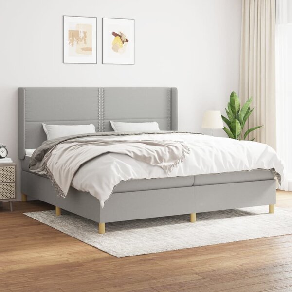 VidaXL Κρεβάτι Boxspring με Στρώμα Ανοιχτό Γκρι 200x200 εκ. Υφασμάτινο