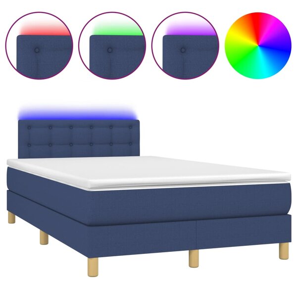 VidaXL Κρεβάτι Boxspring με Στρώμα & LED Μπλε 120x200 εκ. Υφασμάτινο