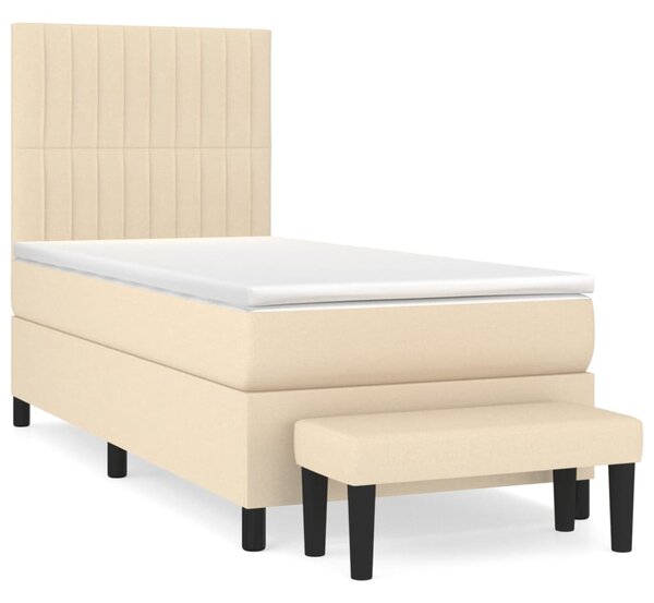 VidaXL Κρεβάτι Boxspring με Στρώμα Κρεμ 80 x 200 εκ. Υφασμάτινο