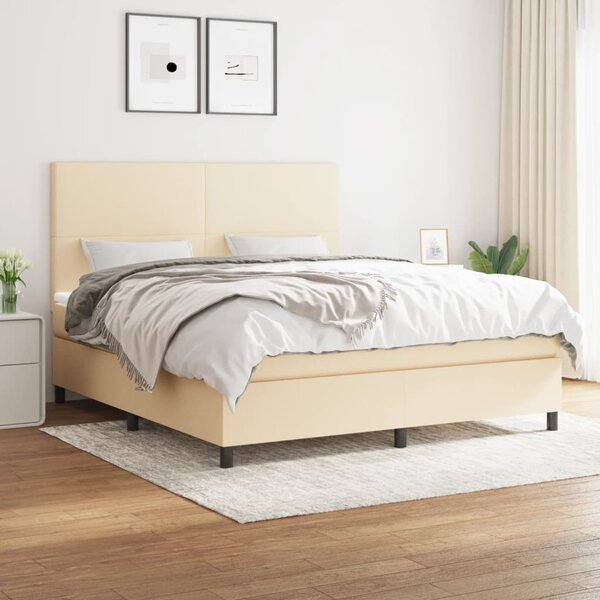 VidaXL Κρεβάτι Boxspring με Στρώμα Κρεμ 180x200 εκ. Υφασμάτινο