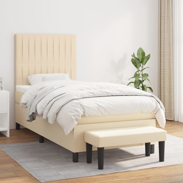 VidaXL Κρεβάτι Boxspring με Στρώμα Κρεμ 80 x 200 εκ. Υφασμάτινο