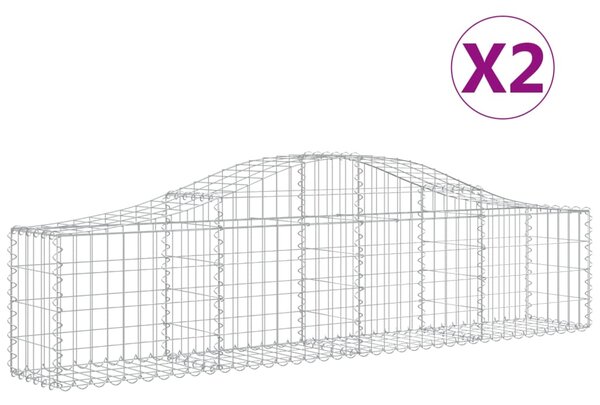 VidaXL Συρματοκιβώτια Τοξωτά 2 τεμ. 200x30x40/60 εκ. Γαλβαν. Ατσάλι